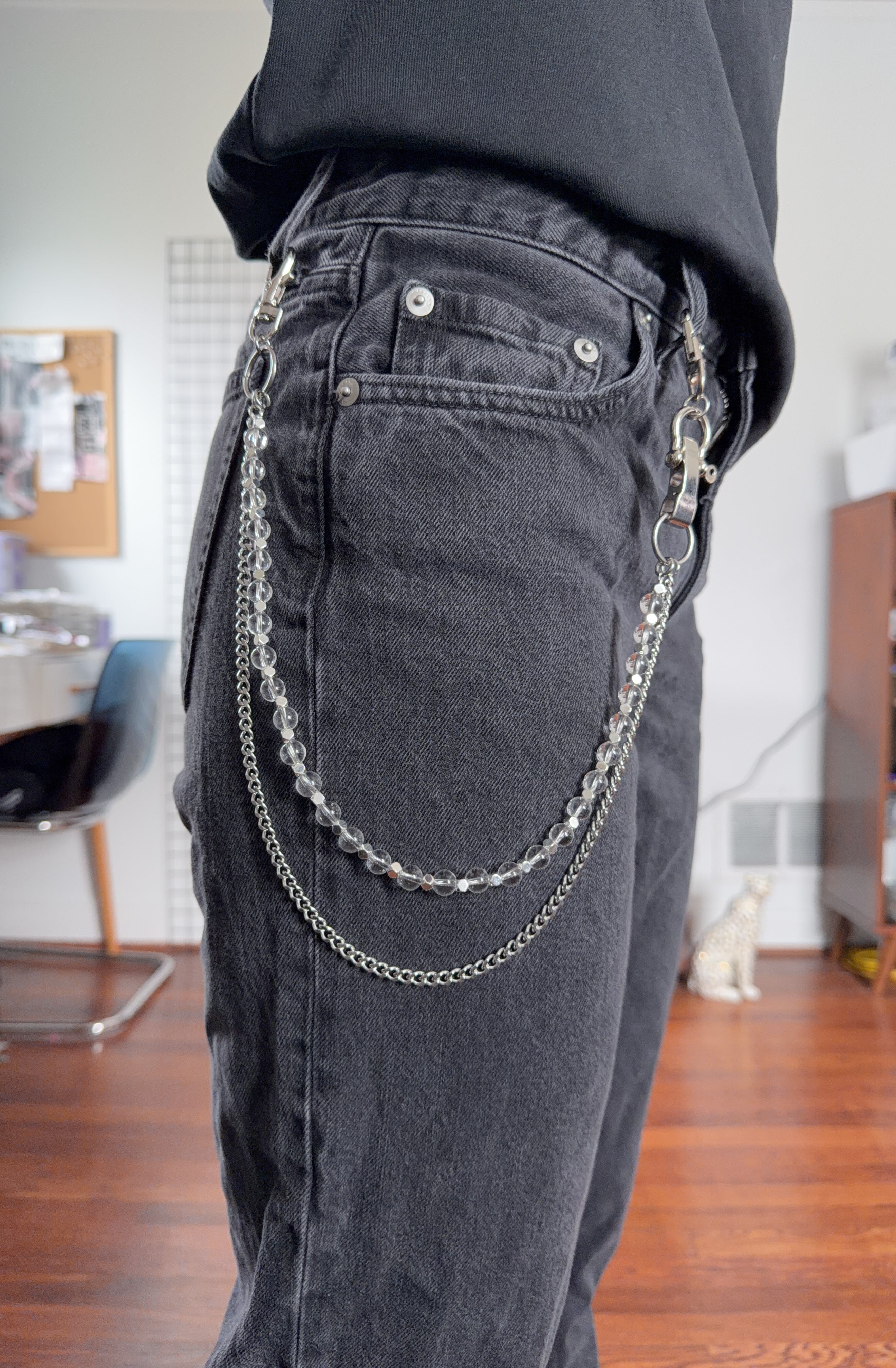 Clear Beaded Layered Pants Chain