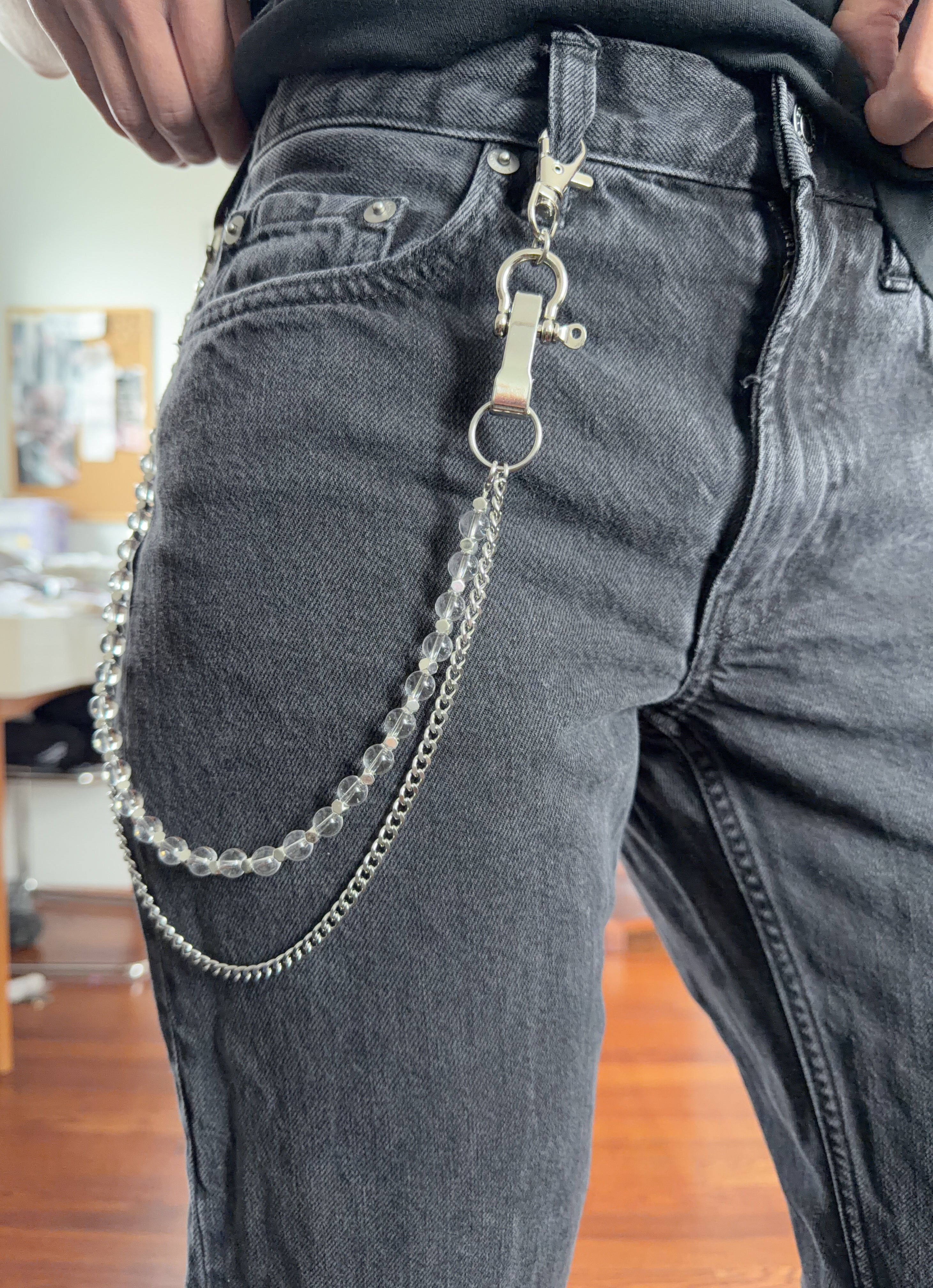 Clear Beaded Layered Pants Chain