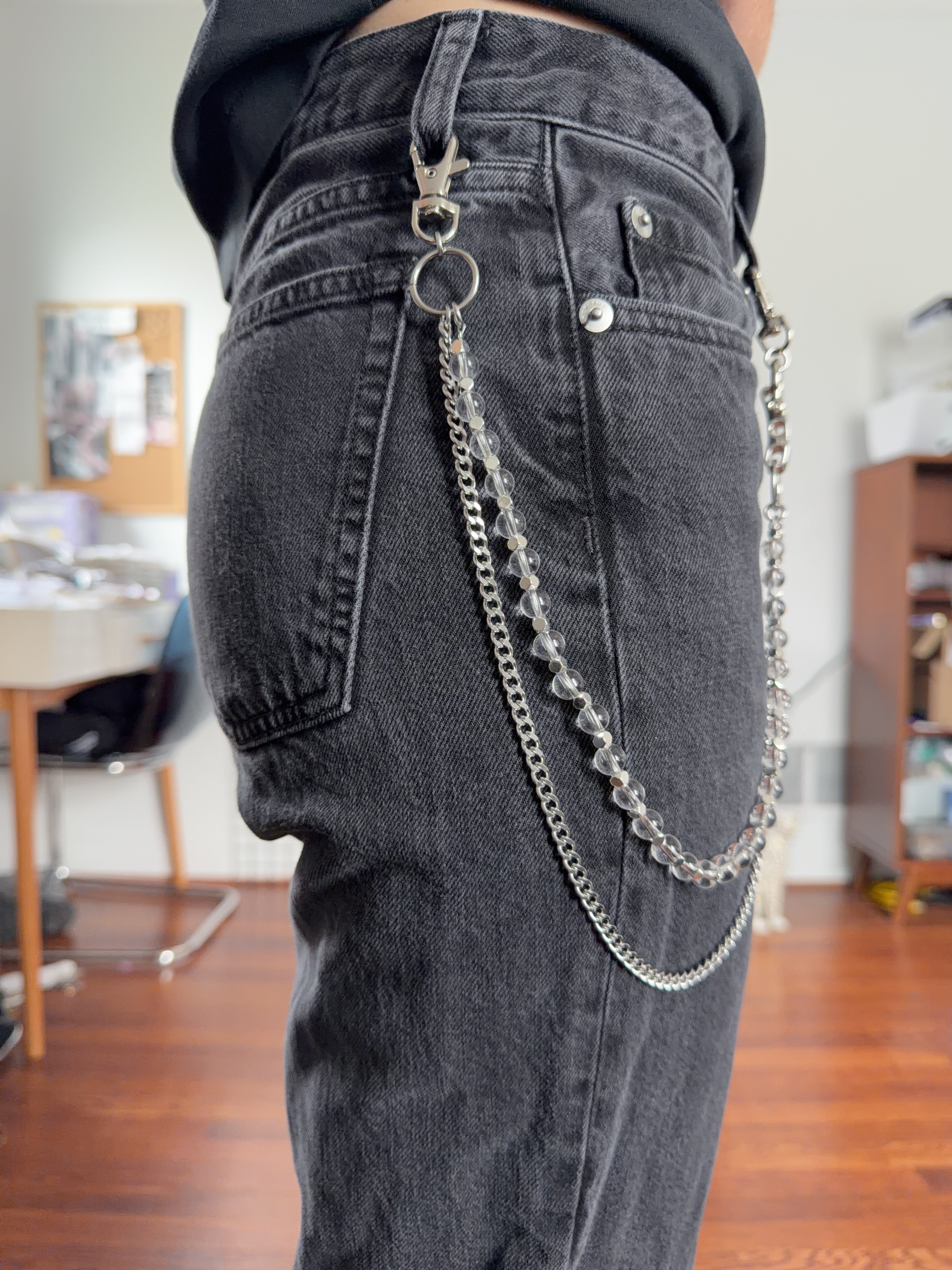 Clear Beaded Layered Pants Chain