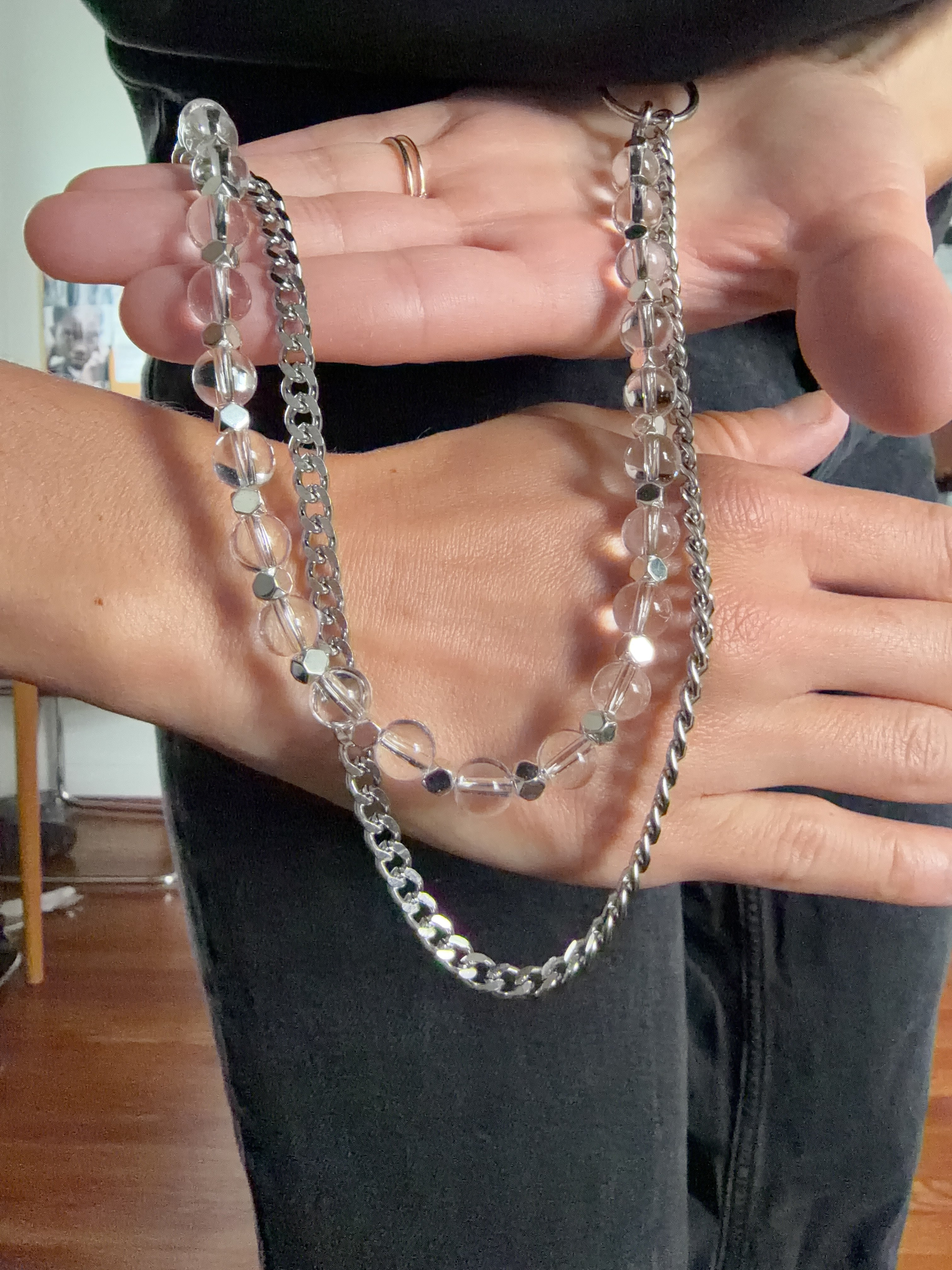 Clear Beaded Layered Pants Chain