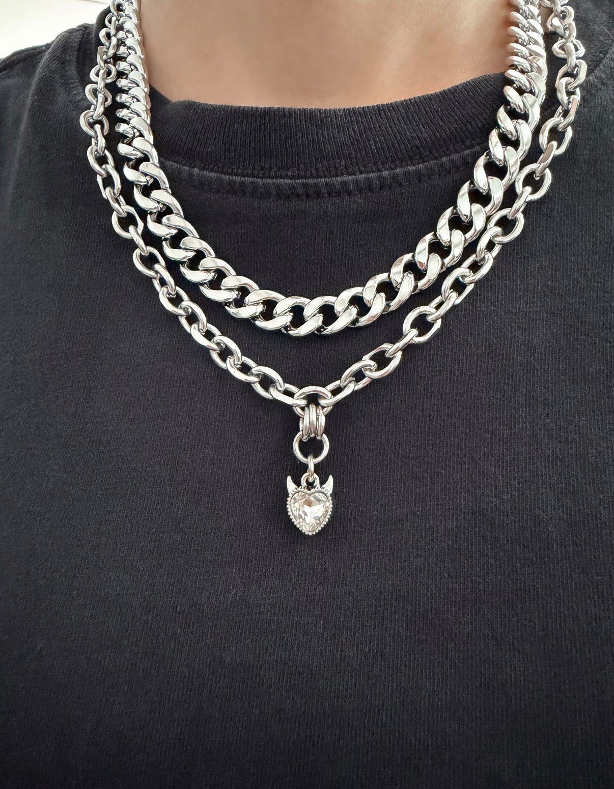Layered Devil Heart Charm