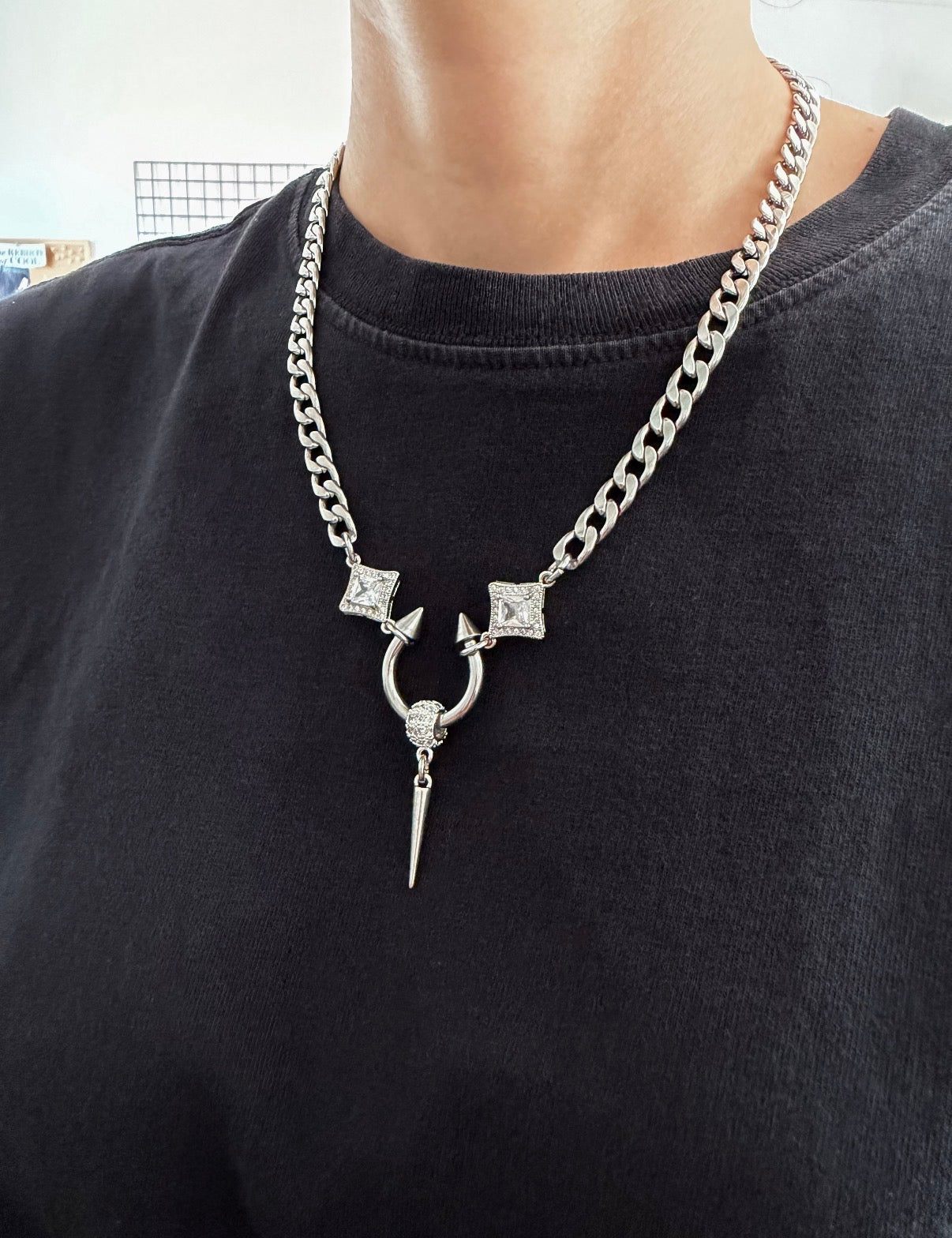 Glam Grunge Spike Necklace