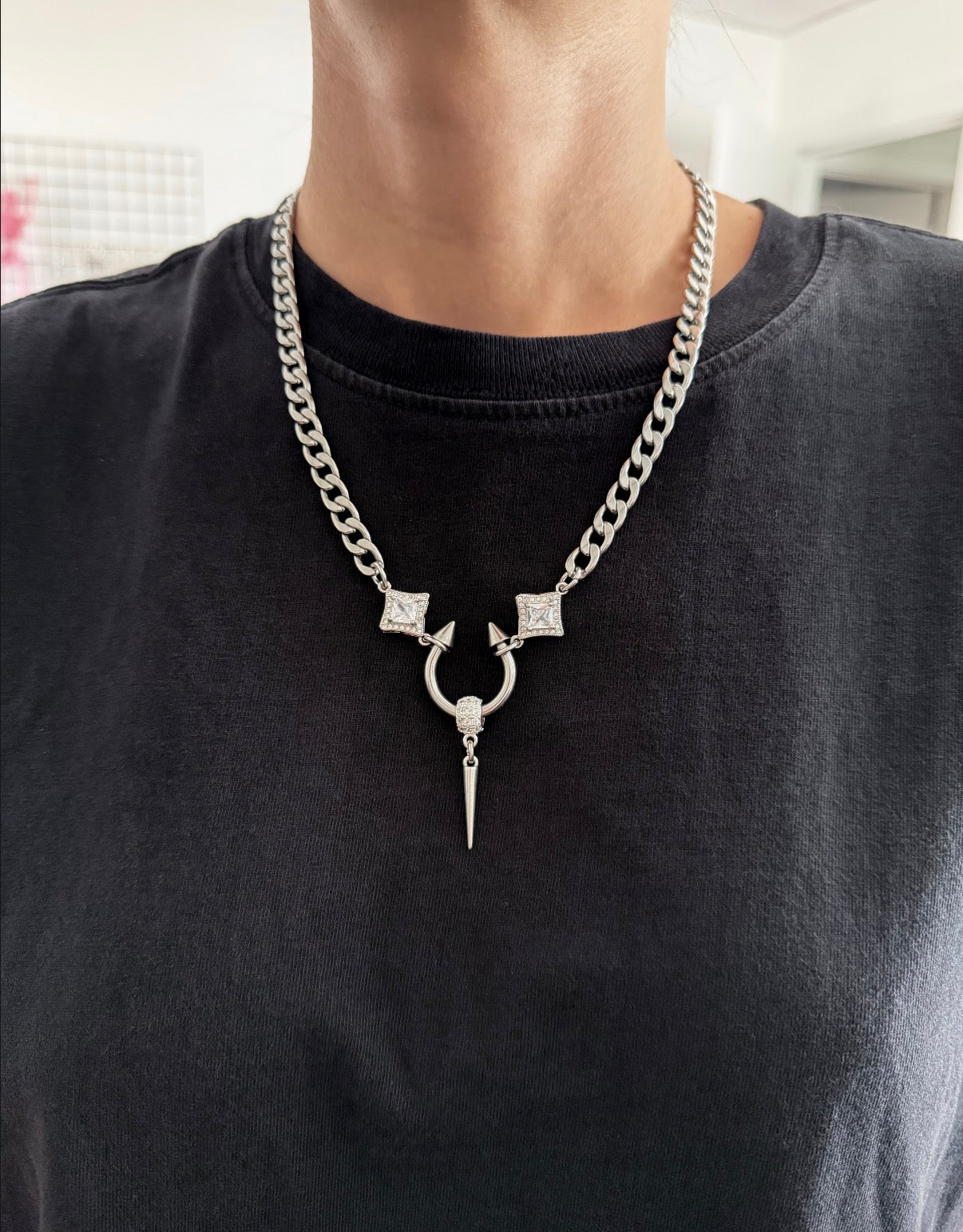 Glam Grunge Spike Necklace