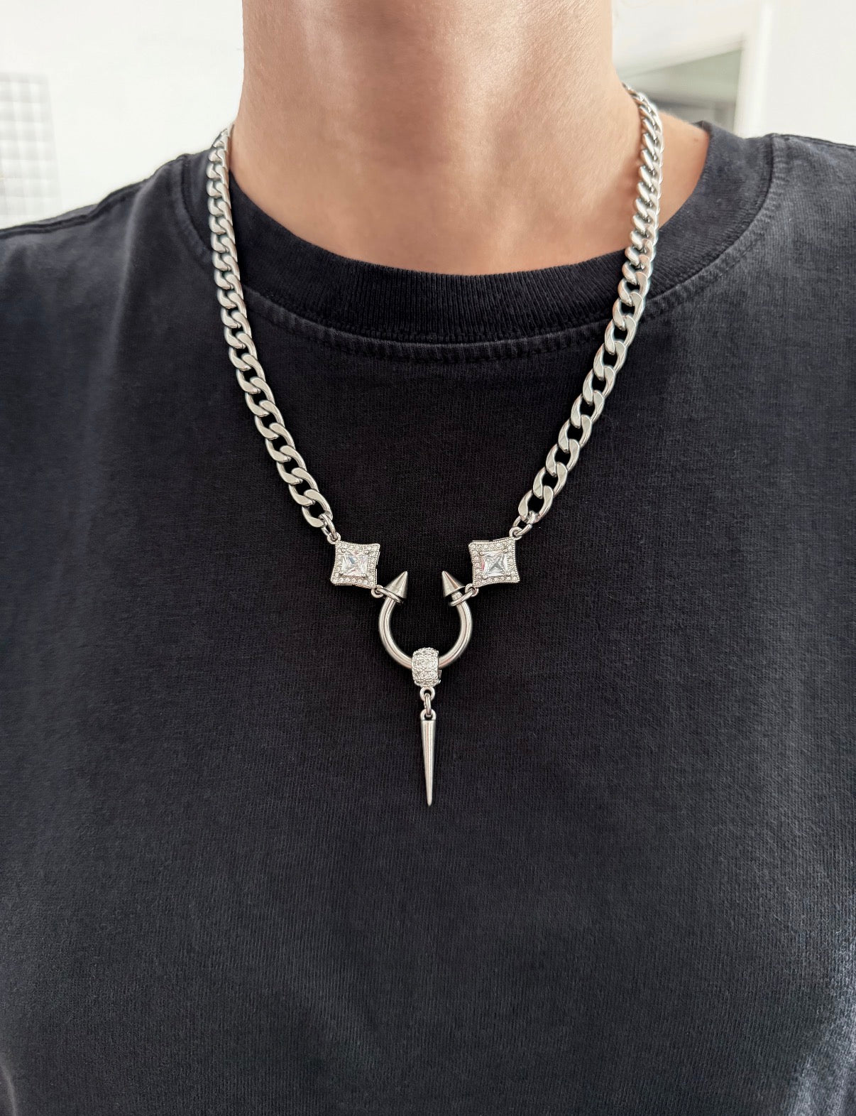 Glam Grunge Spike Necklace