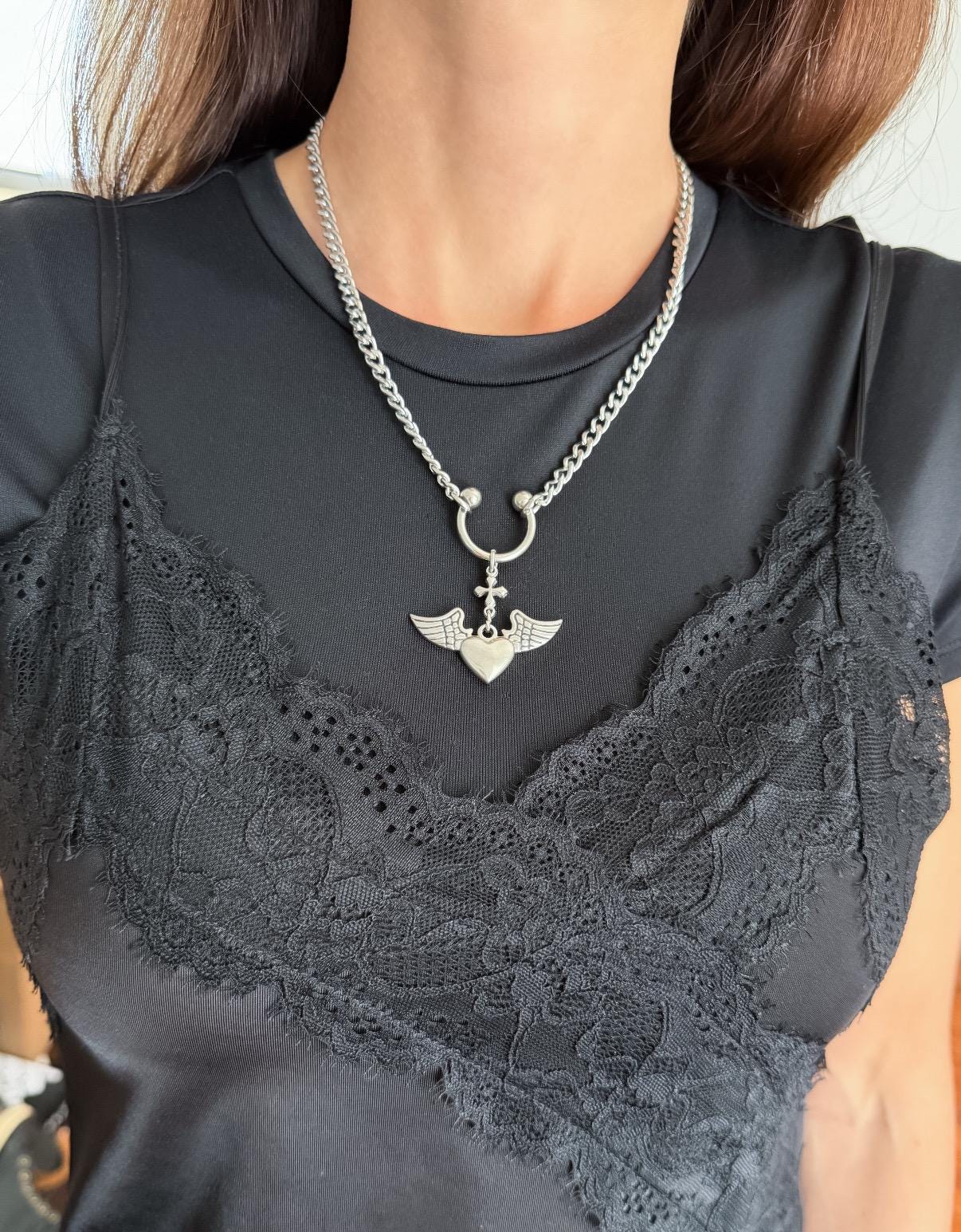 Heart With Wings Charm Necklace