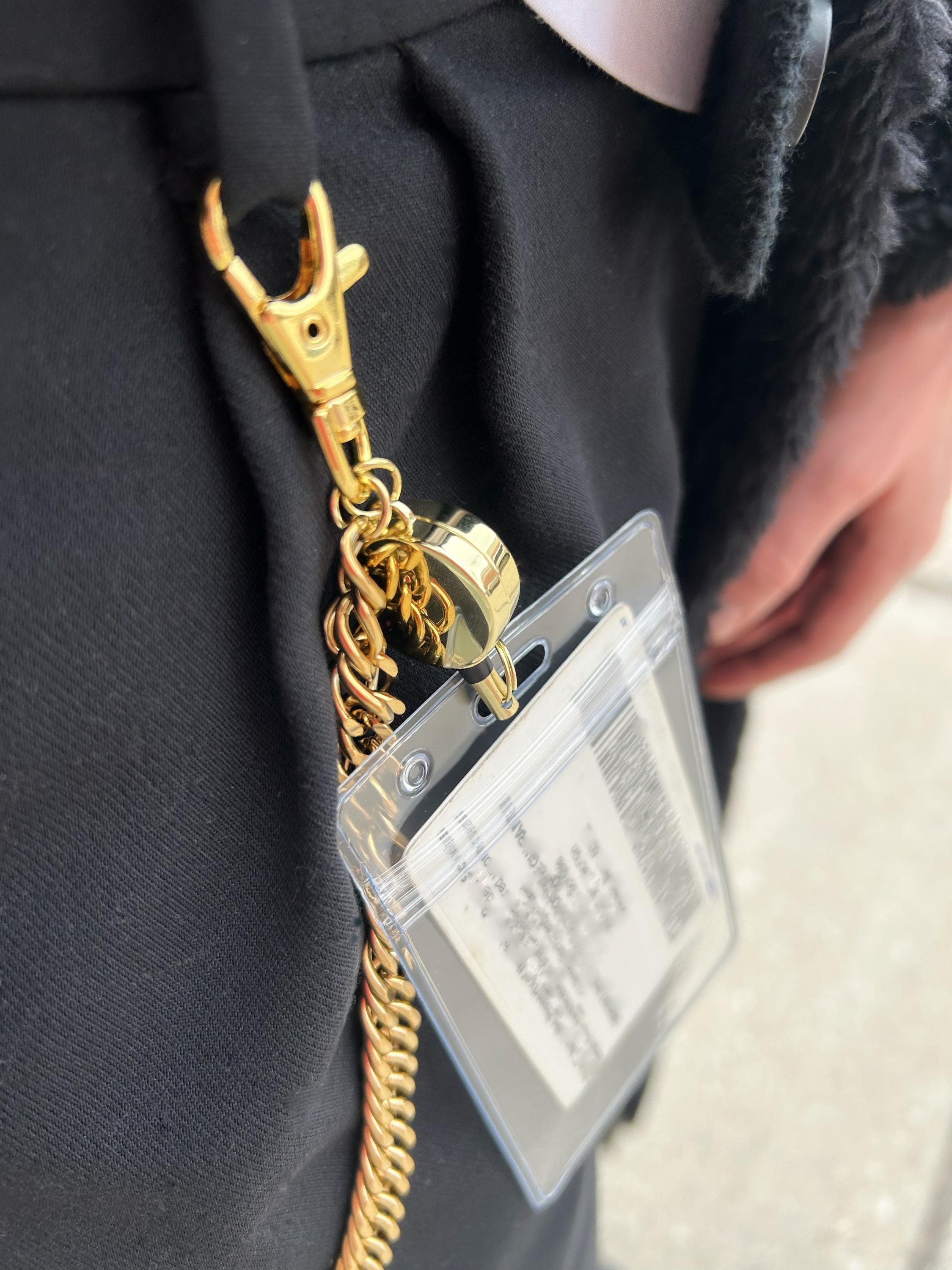 Gold Pants Chain ID Badge Holder