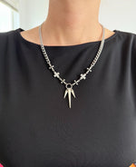 Glam Grunge Spike Charm Necklace