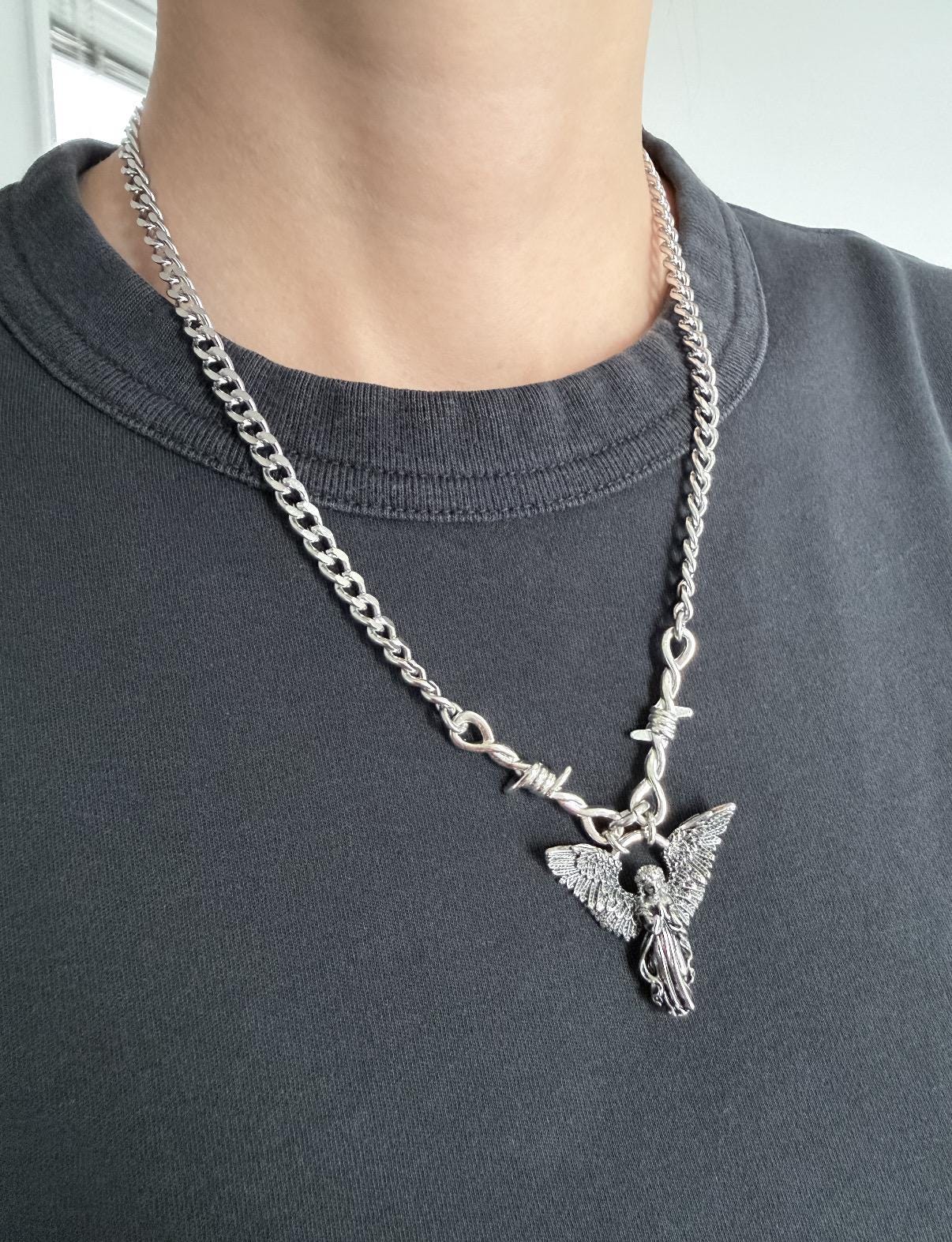 Gothic Angel Vintage Look Charm Necklace