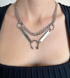 Spiked Horseshoe Barbell Layered Necklace