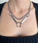 Spiked Horseshoe Barbell Layered Necklace