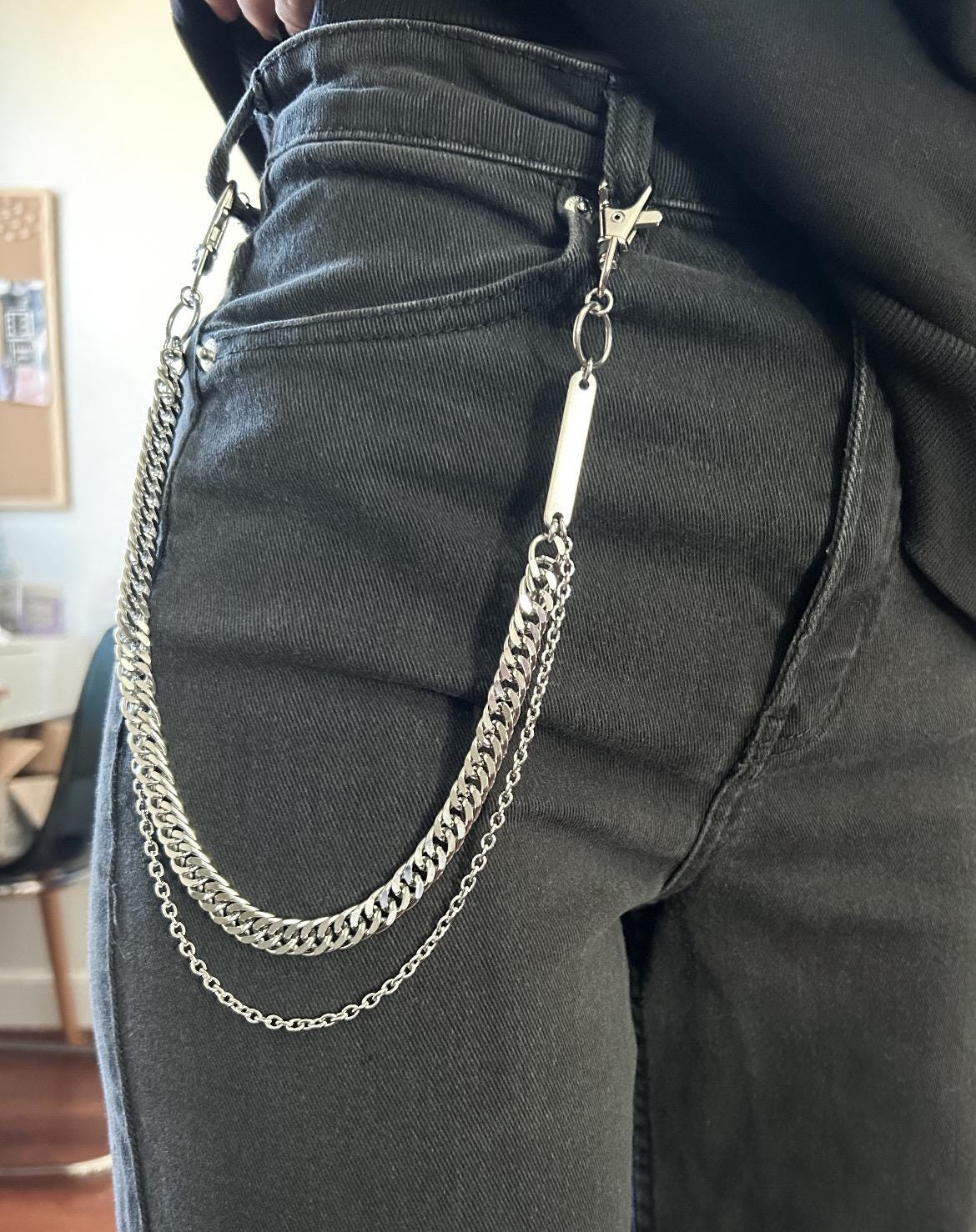 Silver Layered Chain Pants Chain