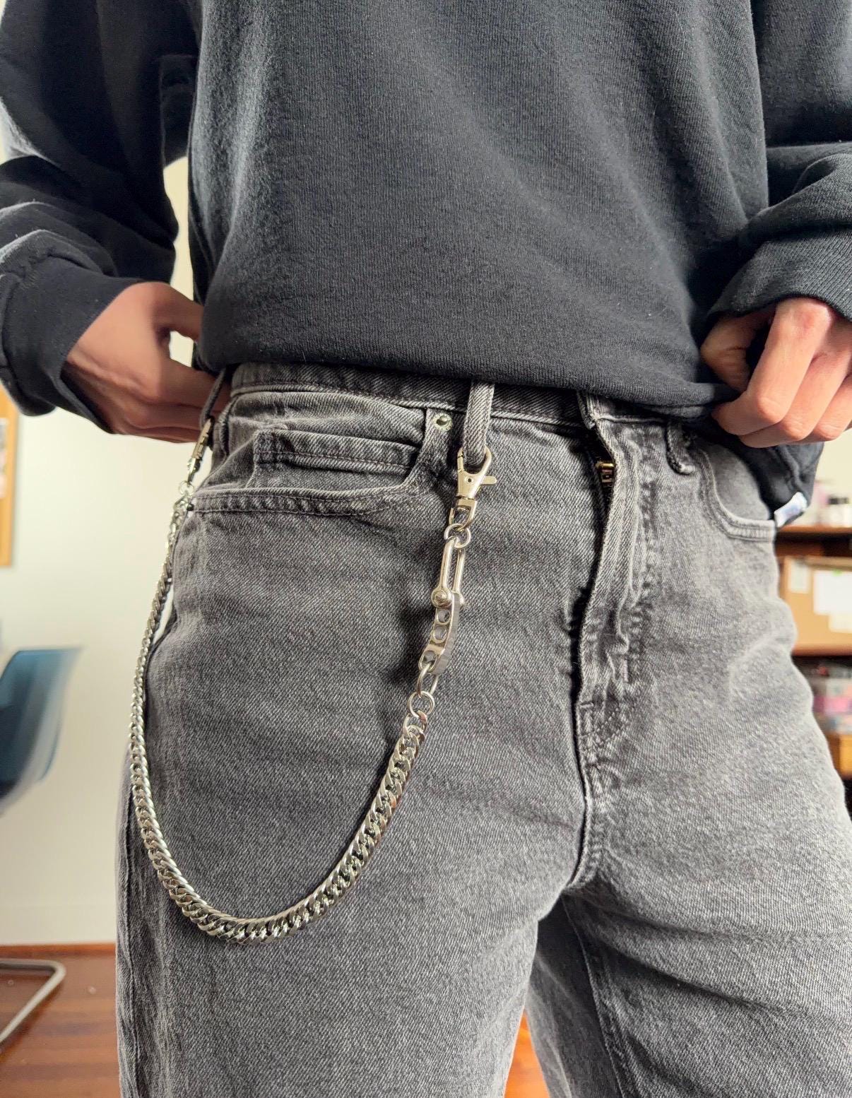 Industrial Curb Chain Belt Loop Pants Chain