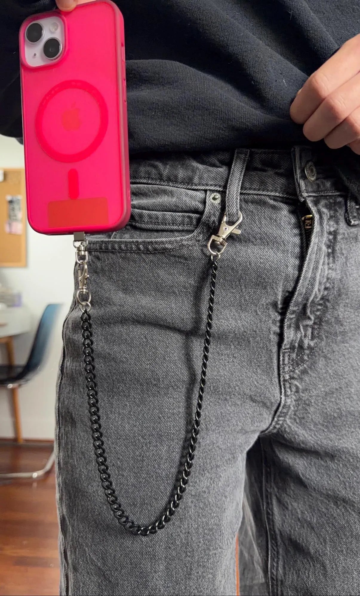 Black Phone Chain For Belt Loops