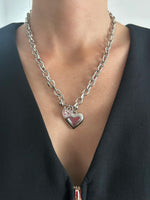 Devil Horns Pink Heart Charm Alternative Necklace
