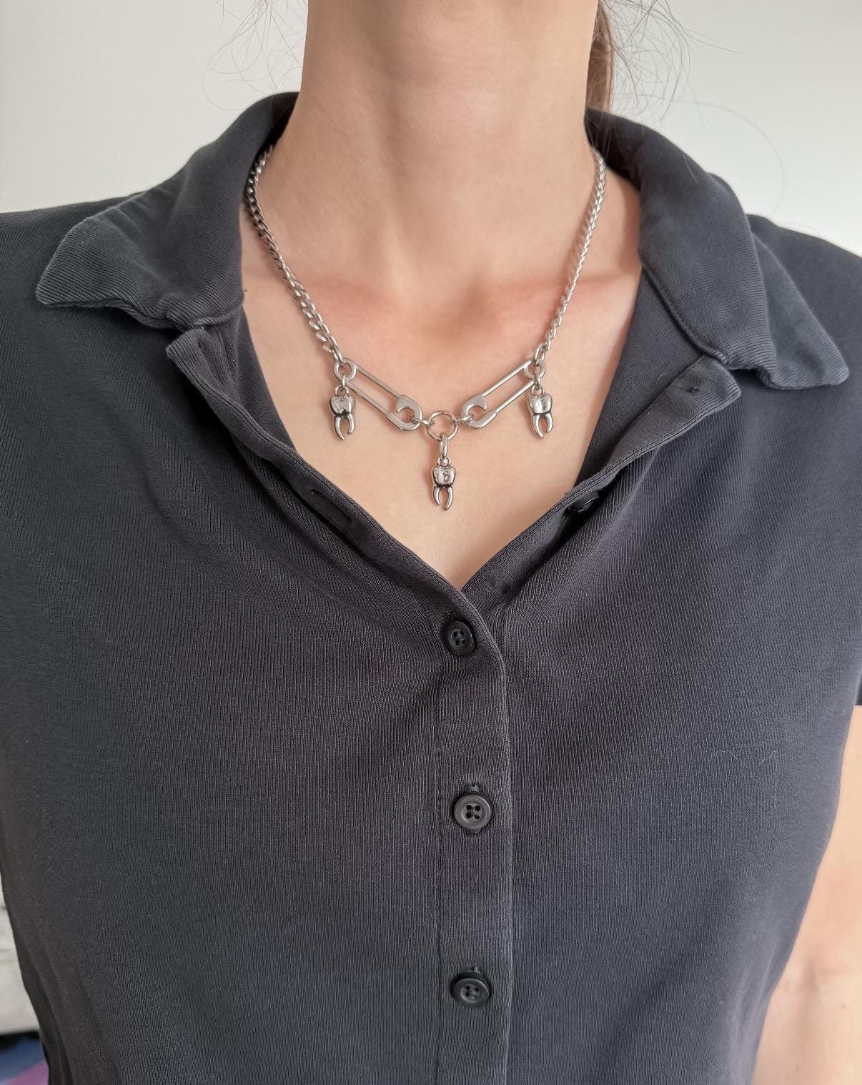Silver Tooth Charm Necklace