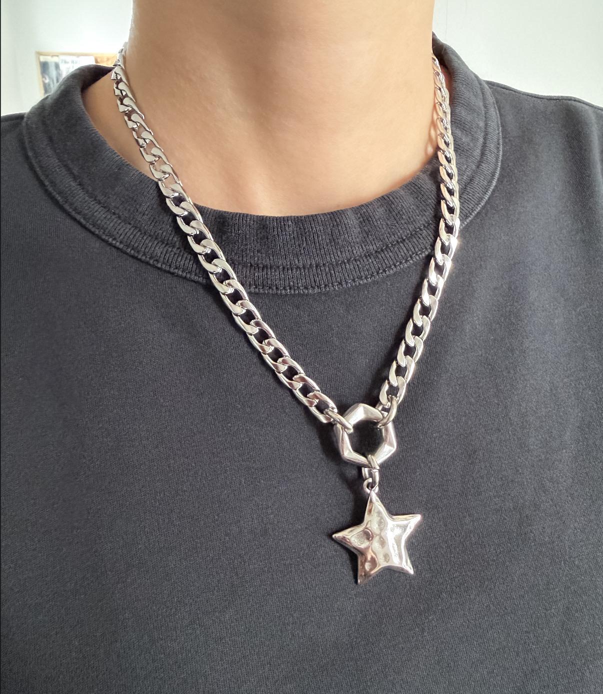 Silver Large Star Y2K Necklace
