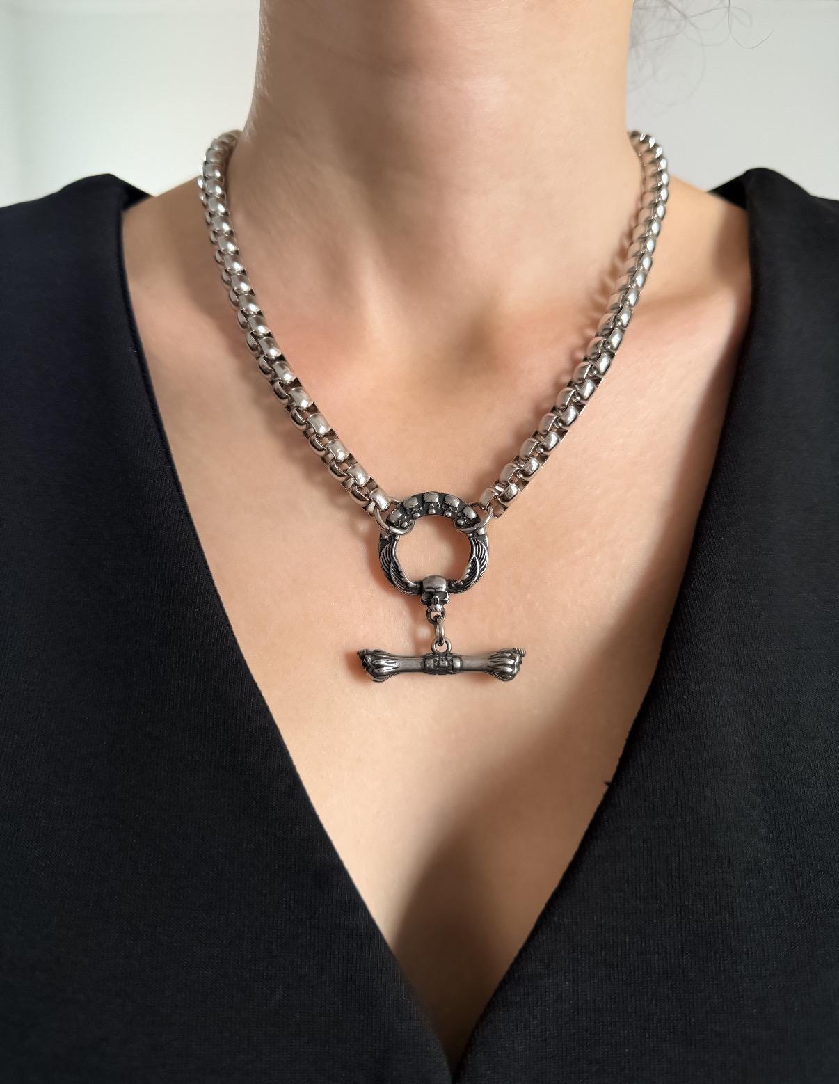 Skeleton Toggle Charm  Necklace