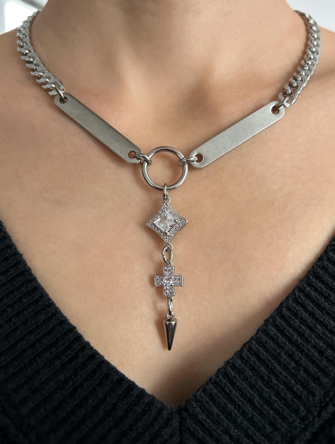 Rhinestone Spike Necklace