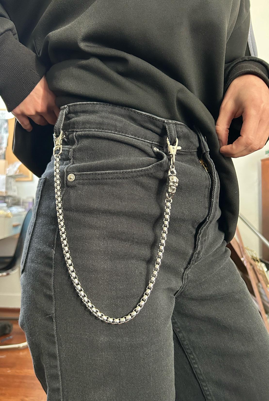 Skull Charm Snake Chain Belt Loop Pants Chain