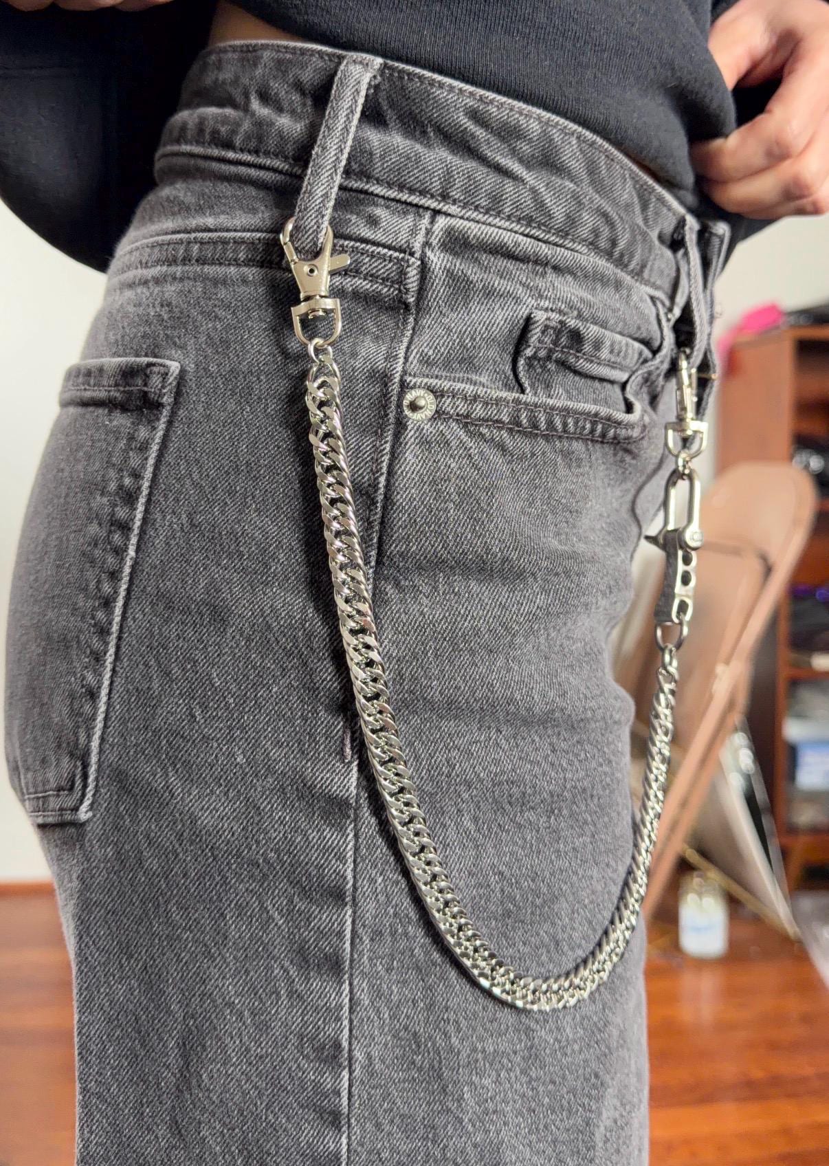 Industrial Curb Chain Belt Loop Pants Chain