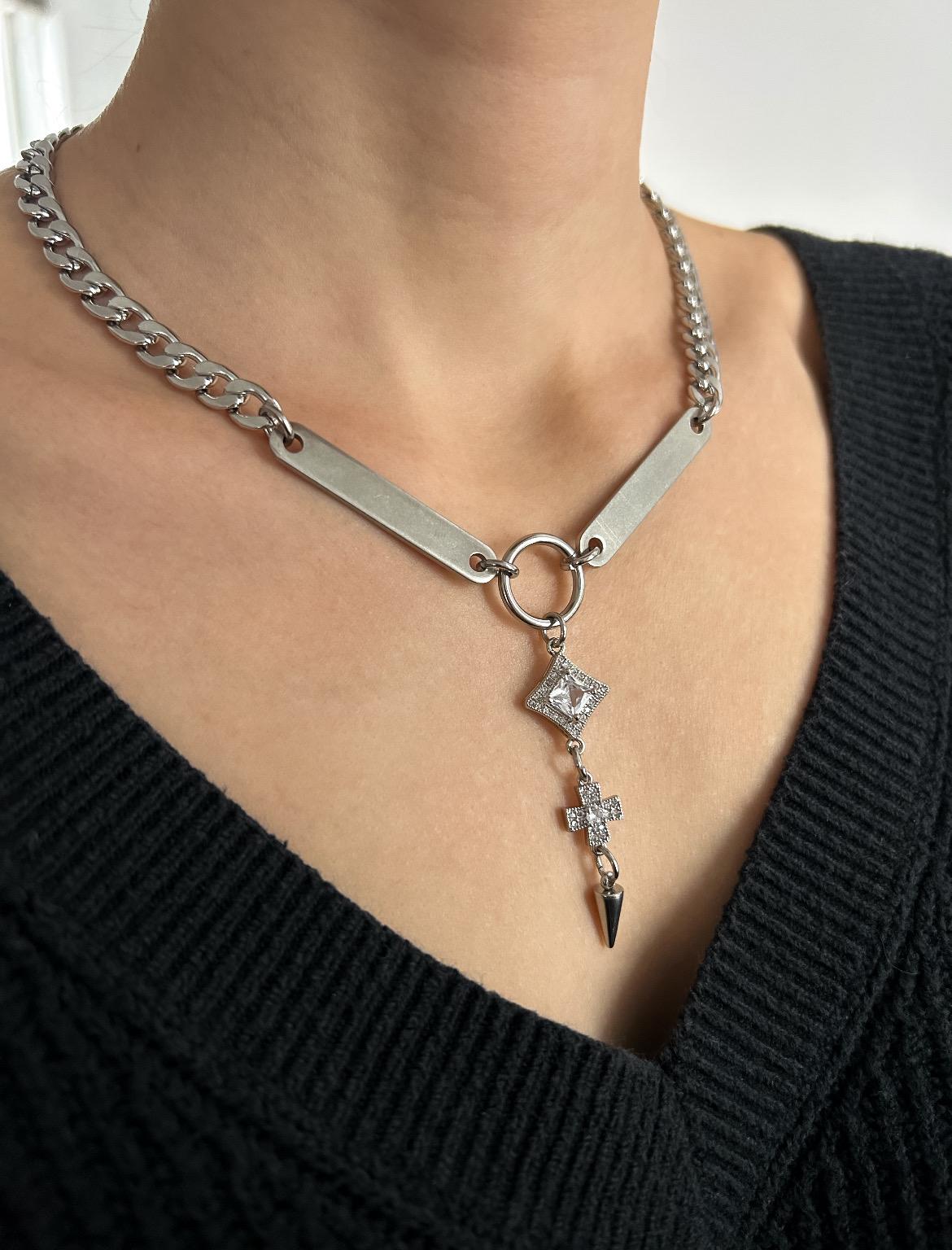 Rhinestone Spike Necklace