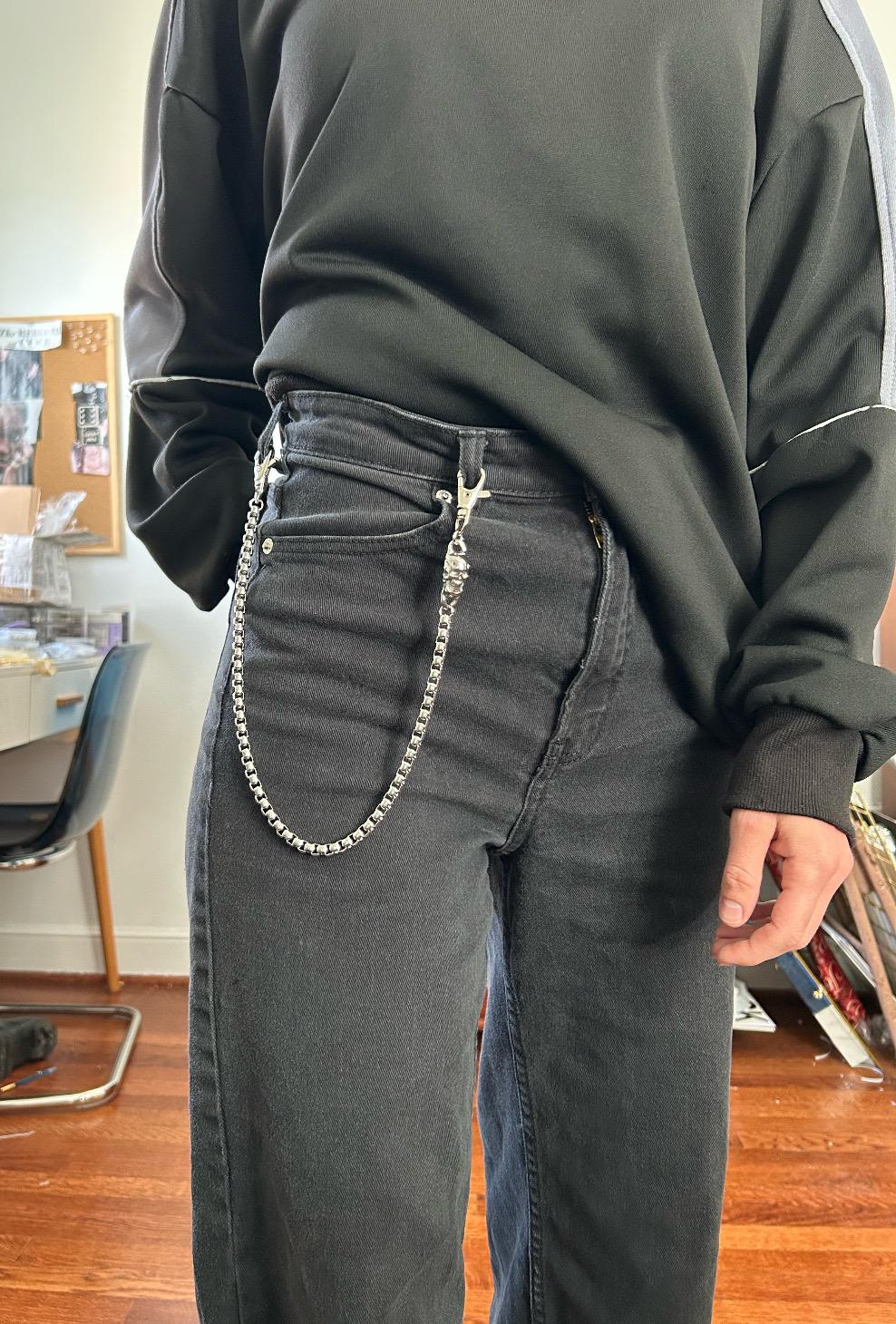 Skull Charm Snake Chain Belt Loop Pants Chain