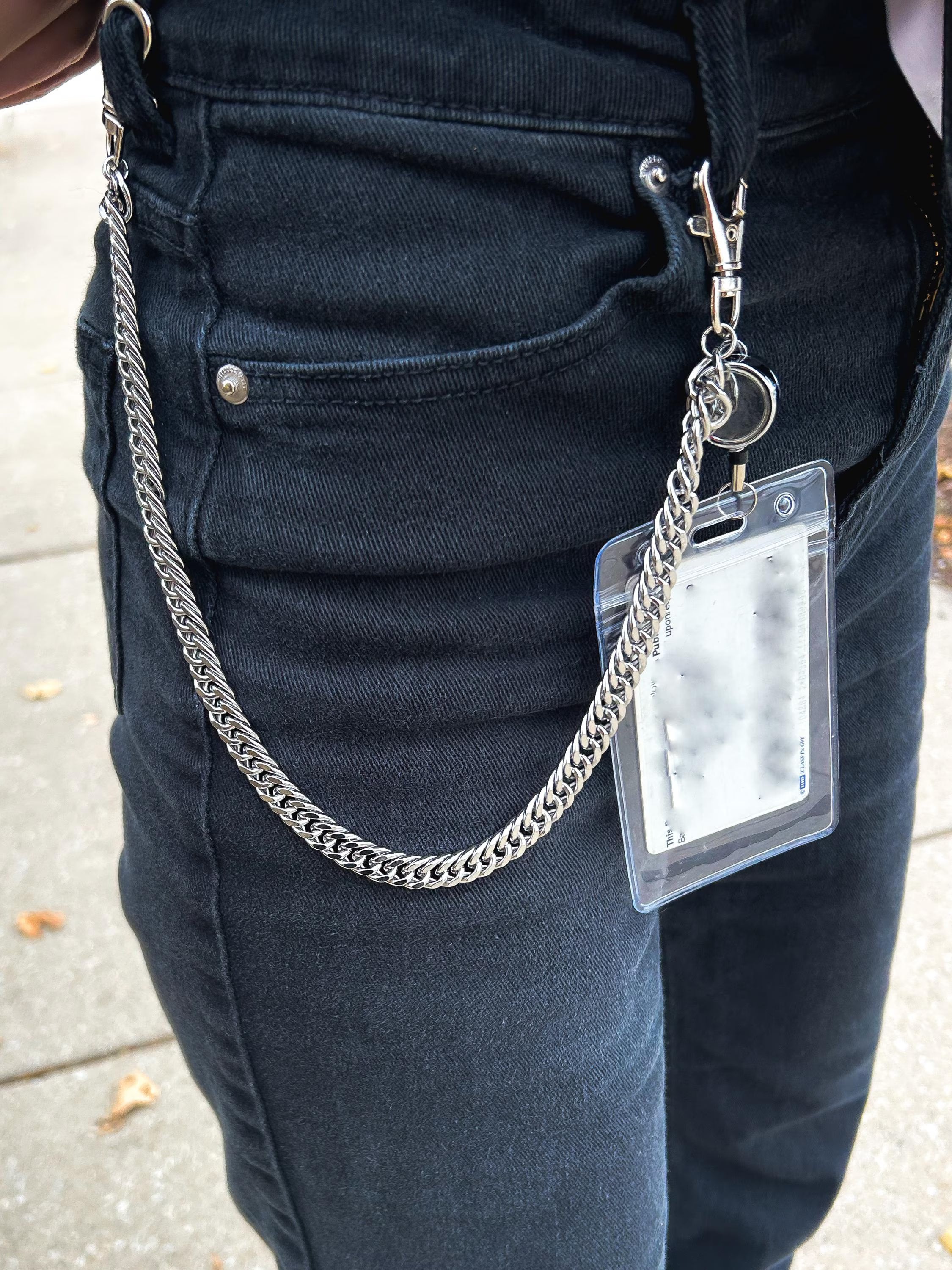 Silver ID Holder Badge Chain