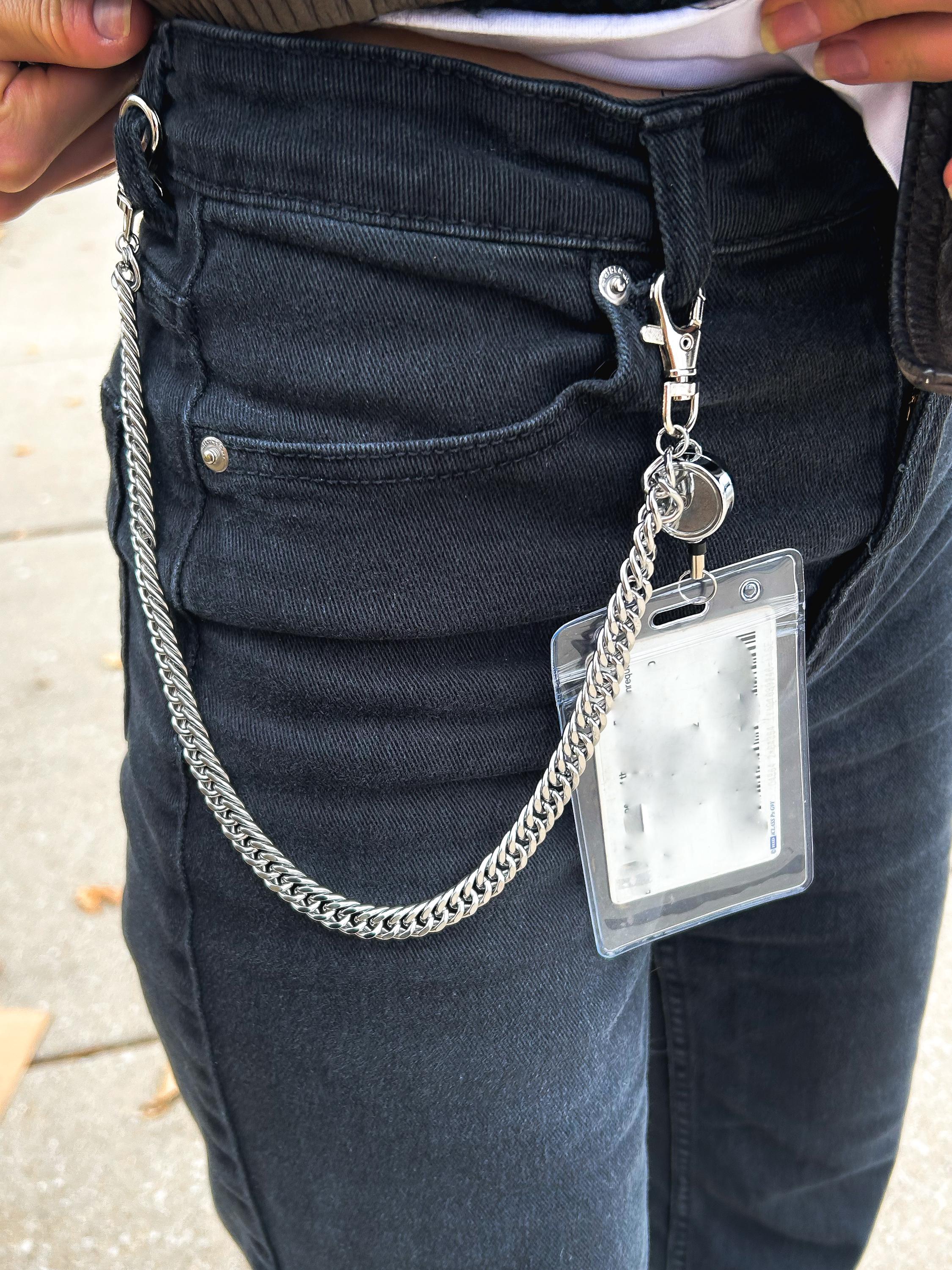 Silver ID Holder Badge Chain