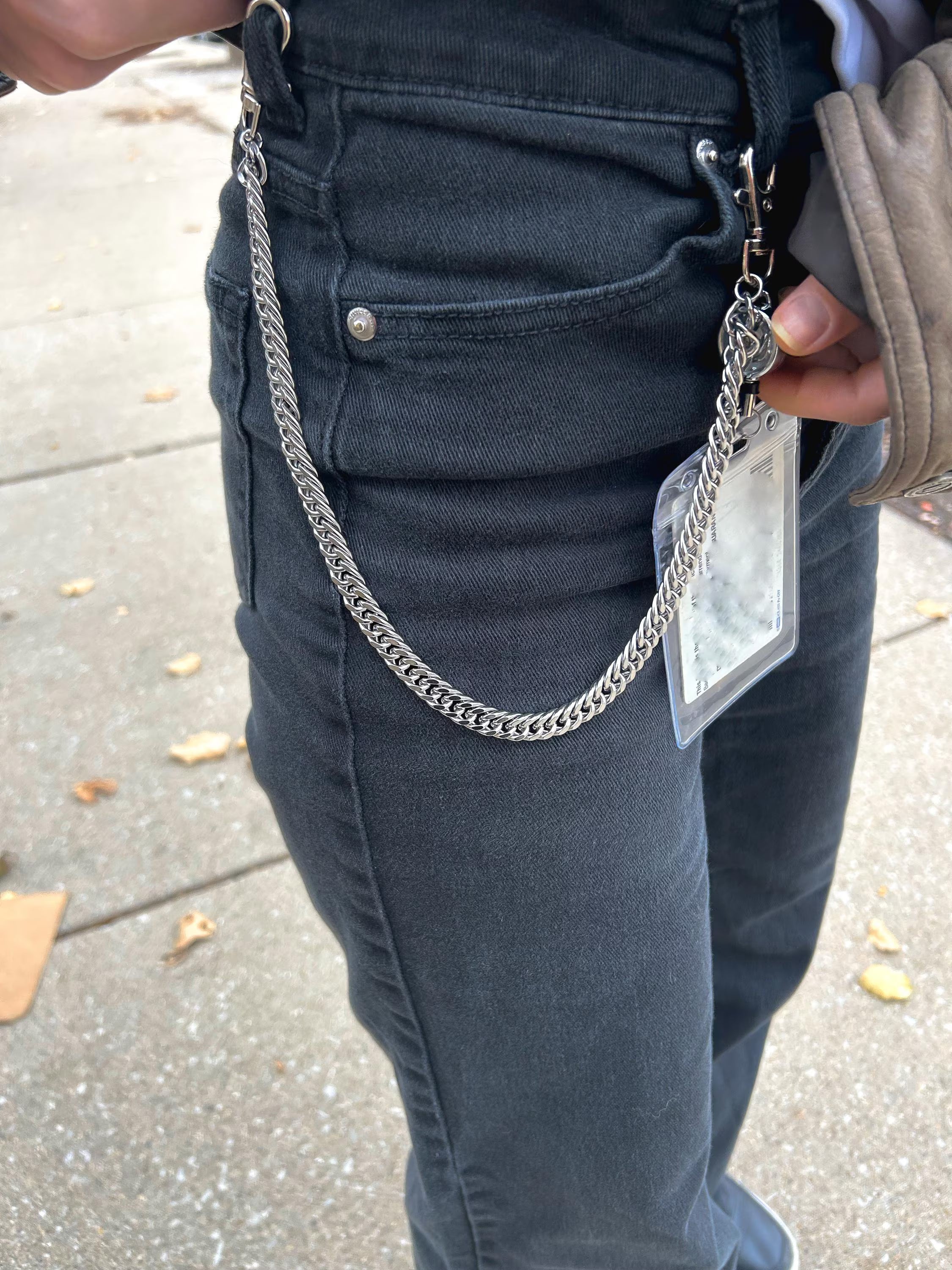 Silver ID Holder Badge Chain