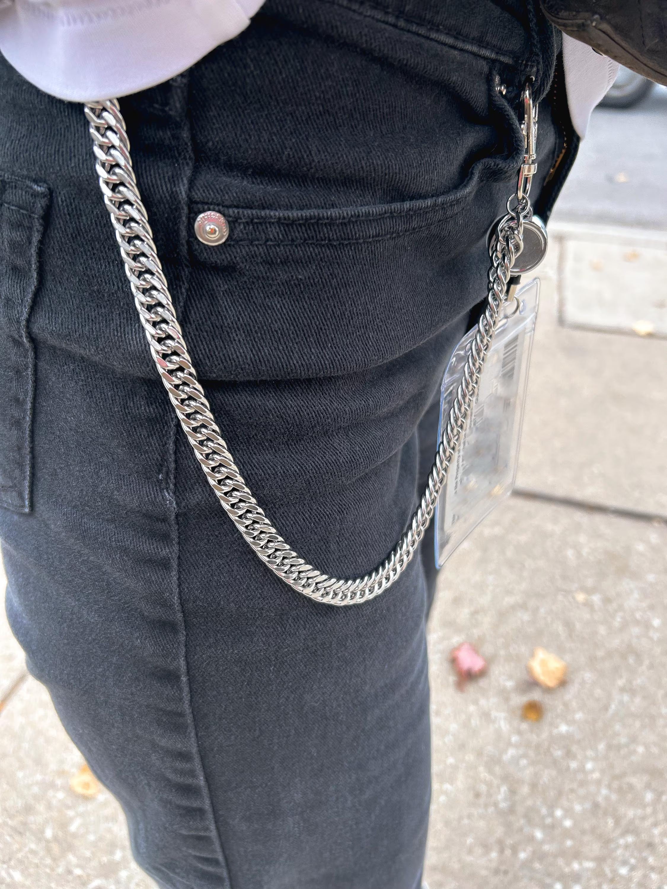 Silver ID Holder Badge Chain