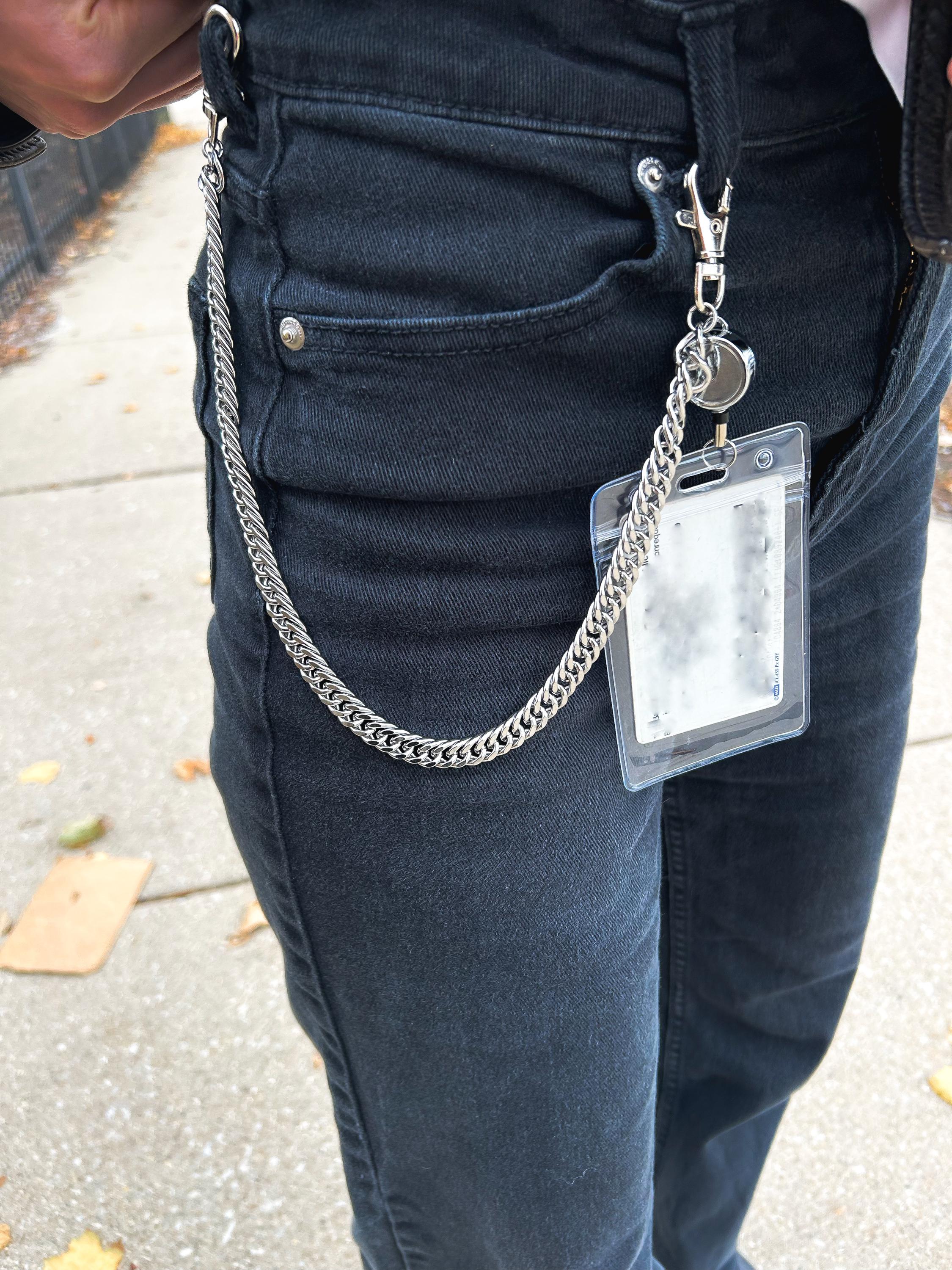 Silver ID Holder Badge Chain