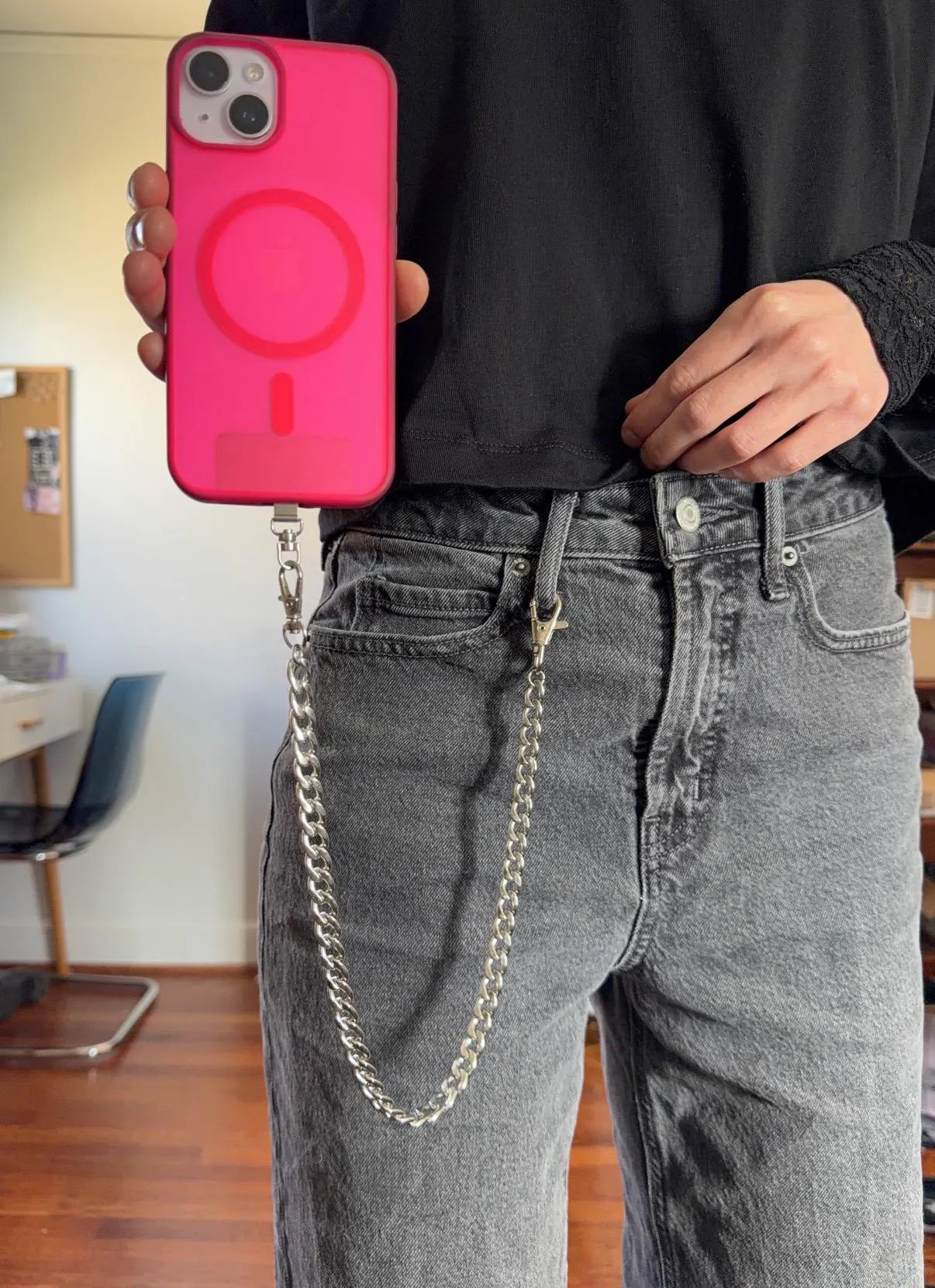 Silver Phone Chain For Belt Loops